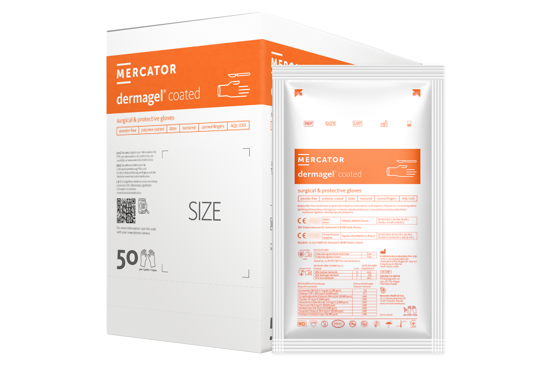 Рукавички латексні хірургічні стерильні неприпудрені Dermagel® coated 6.5 Mercator Medical